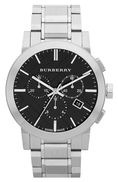 burberry check stamped chronograph bracelet watch 42mm|burberry watch clearance.